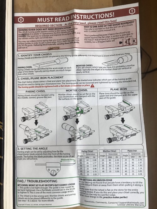 Instructions for a sharpening jig