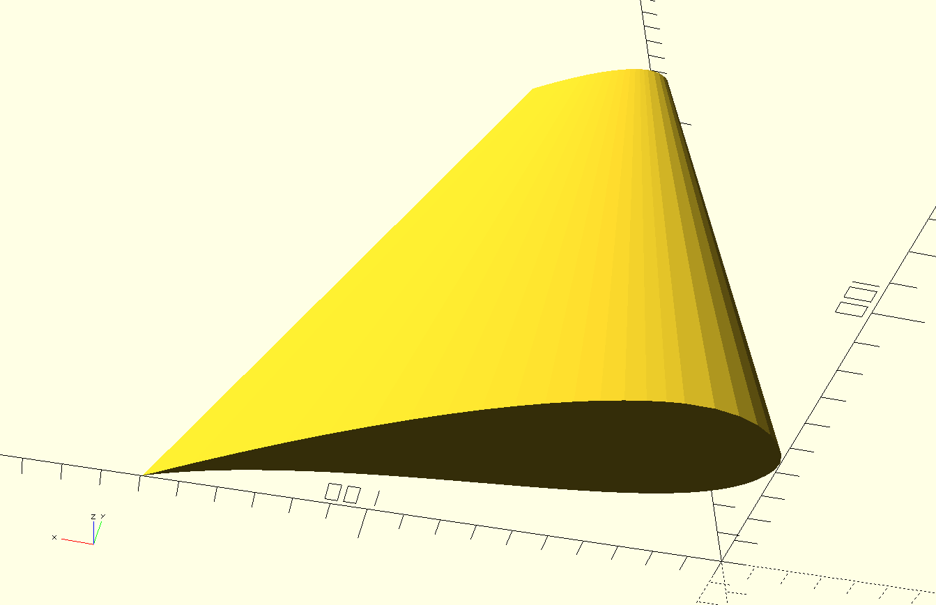 Airfoil cross section extruded and scaled along its length